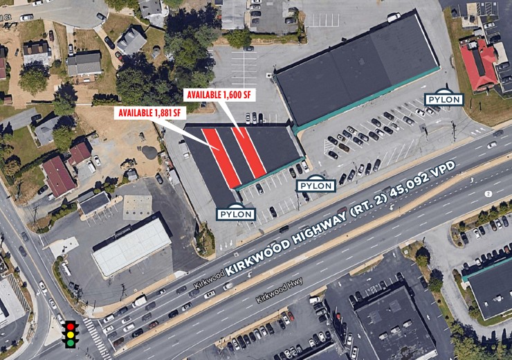 Apollo Shopping Center  |  3613 Kirkwood Highway  |  Wilmington, DE  |  Retail, Strip Center  |  3,281 SF For Lease  |  2 Spaces Available