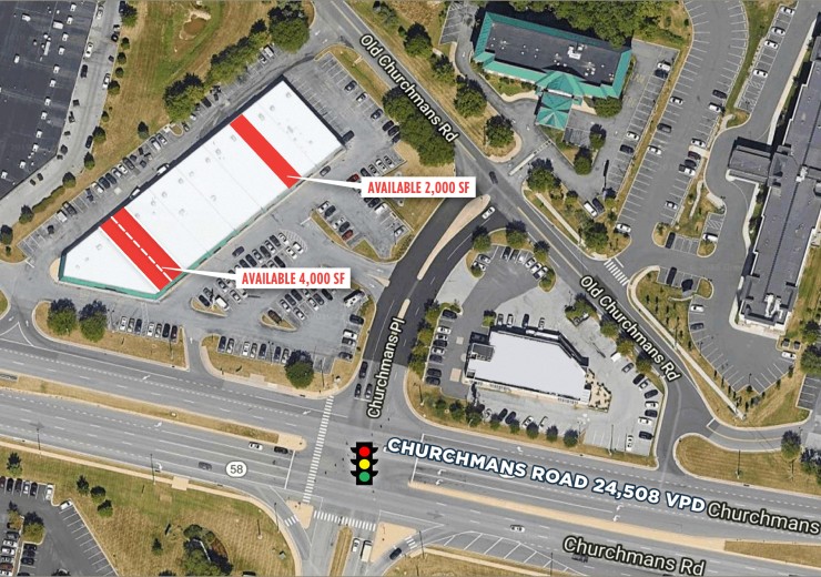 Churchmans Place  |  1109 Churchmans Road  |  Newark, DE  |  Strip Center, Retail  |  6,000 SF For Lease  |  2 Spaces Available