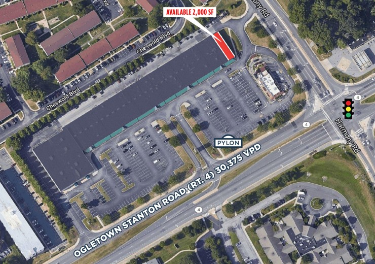 Harmony Plaza  |  4102 Ogletown Stanton Rd  |  Newark, DE  |  Retail, Strip Center  |  4,000 SF For Lease  |  1 Space Available
