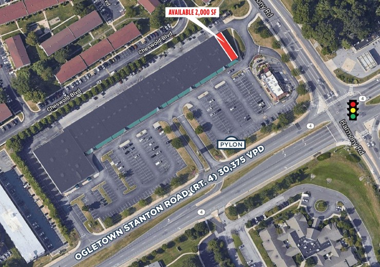 Harmony Plaza  |  4102 Ogletown Stanton Rd  |  Newark, DE  |  Retail, Strip Center  |  2,000 SF For Lease  |  1 Space Available